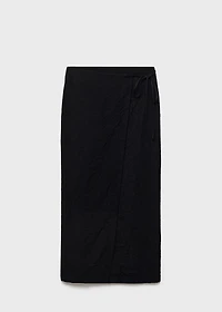Creased-effect wrap-around skirt