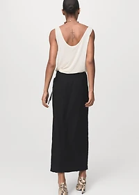 Creased-effect wrap-around skirt