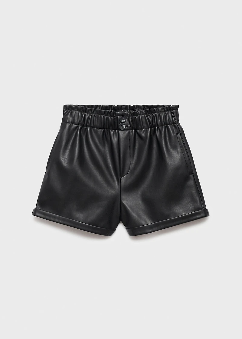 Faux-leather shorts
