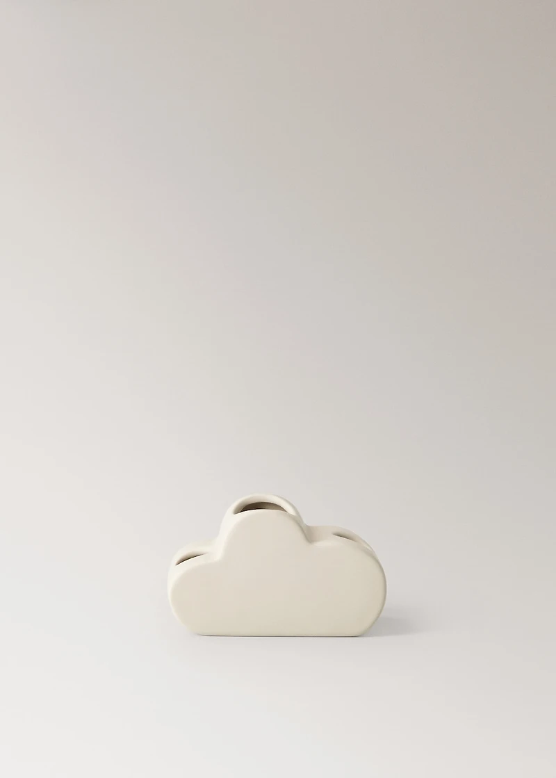 Cloud-shaped stoneware toothbrush holder