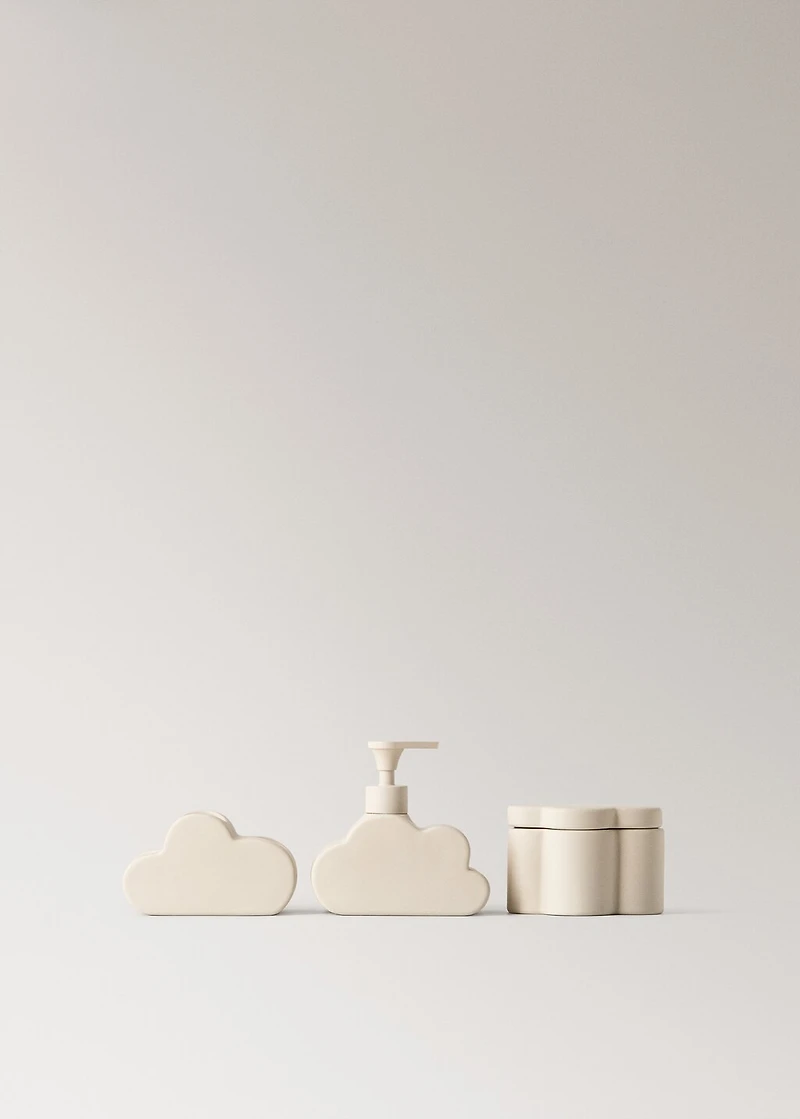 Cloud-shaped stoneware toothbrush holder