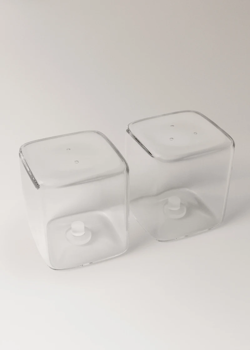 Transparent borosilicate salt and pepper shaker set