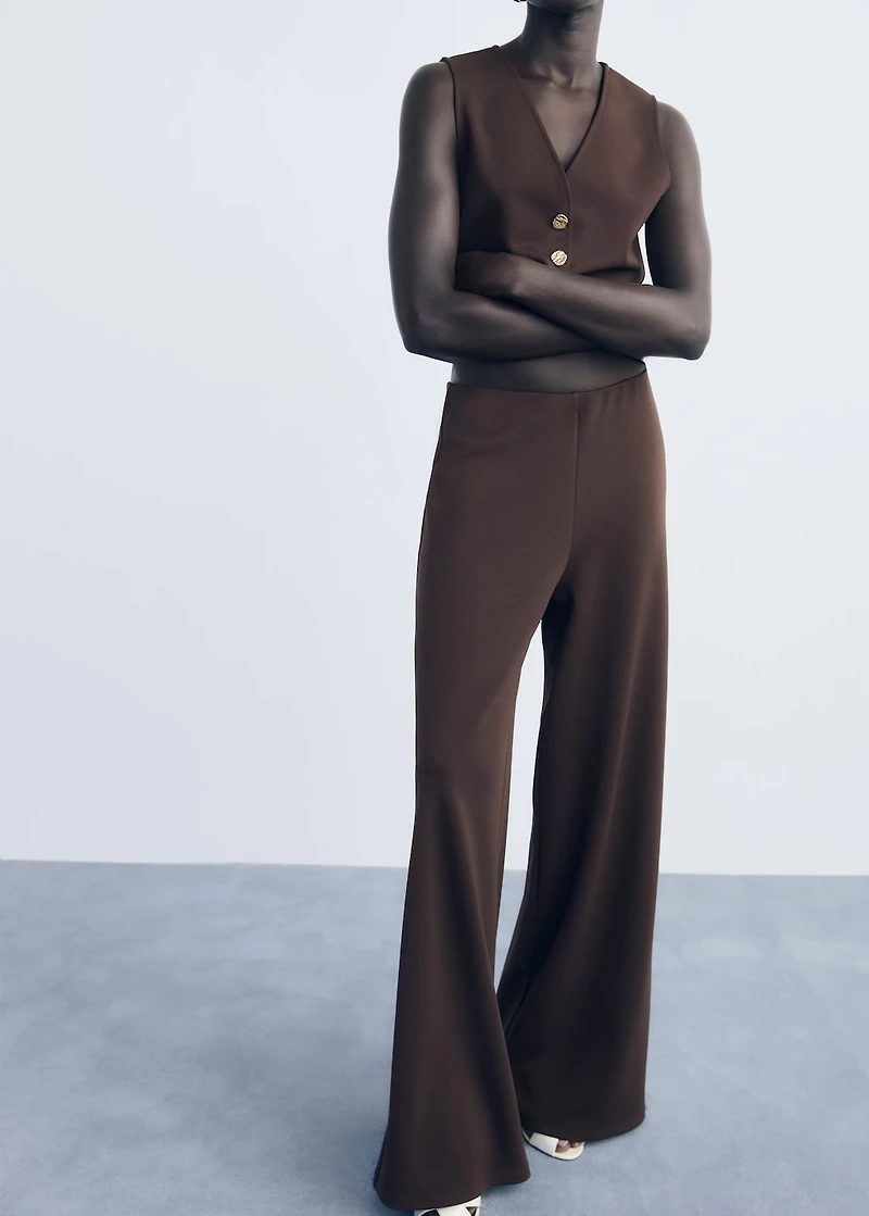 Straight-fit pants with elastic waist