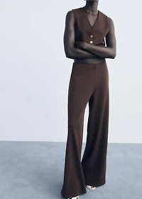 Straight-fit pants with elastic waist