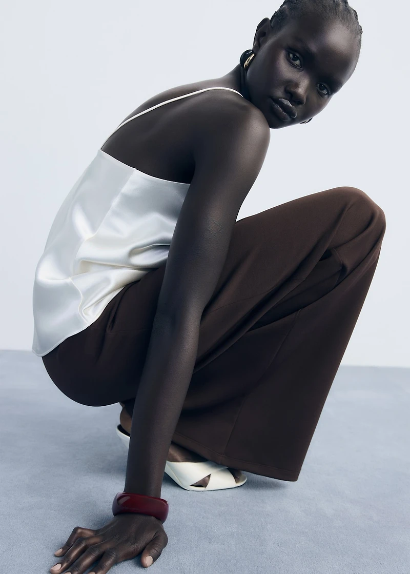 Straight-fit pants with elastic waist