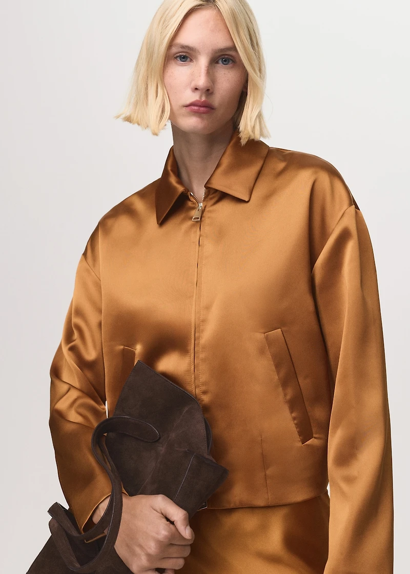 Satin jacket with pockets
