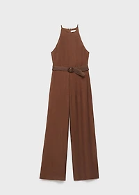 Pleated jumpsuit with belt