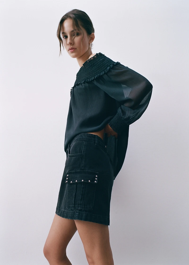 Cargo skirt with star studs