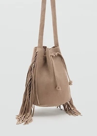 Fringed leather bucket bag