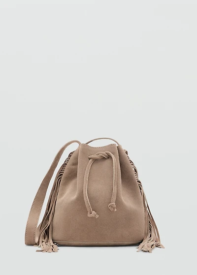 Fringed leather bucket bag