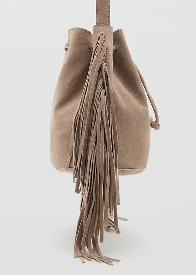 Fringed leather bucket bag