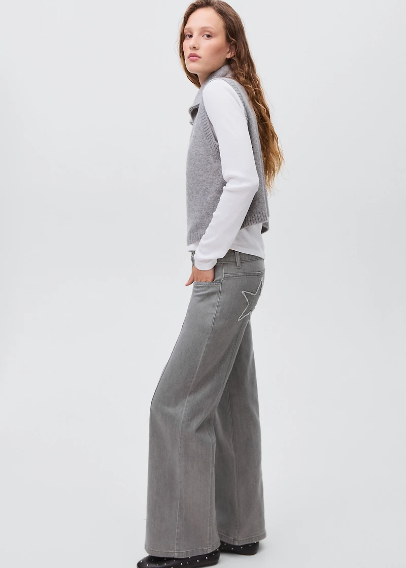 Low-waist jeans with star detail