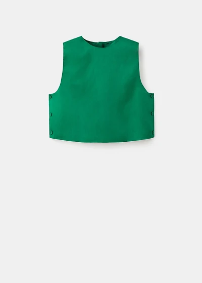 Linen-blend top with buttons