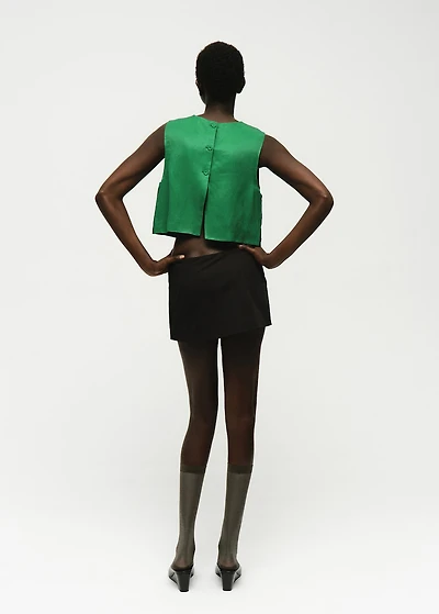 Linen-blend top with buttons