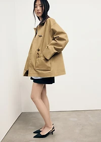 Oversized barn jacket with contrasting collar