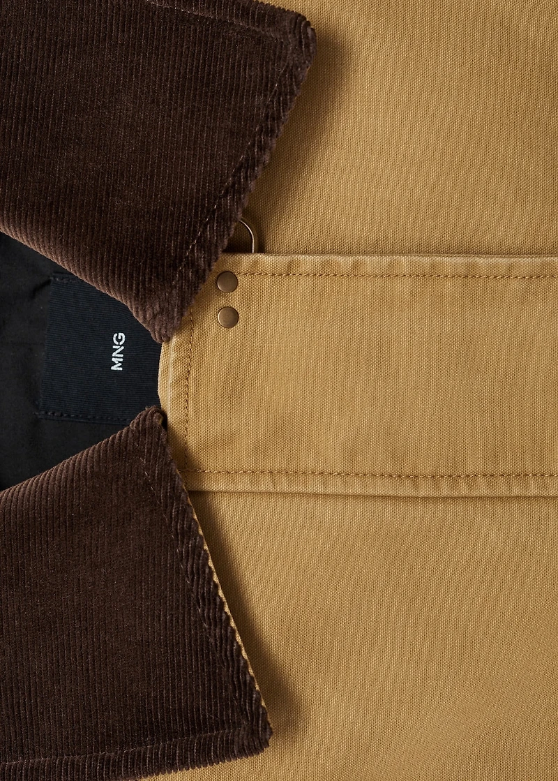 Oversized barn jacket with contrasting collar