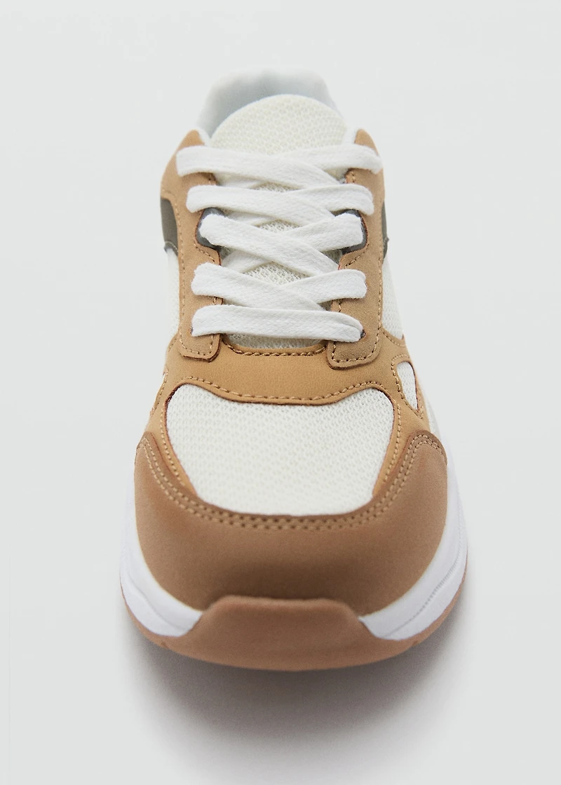 Lace-up mixed sneakers