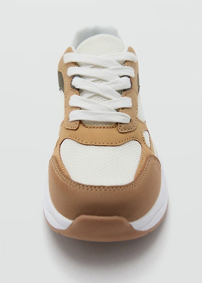 Lace-up mixed sneakers