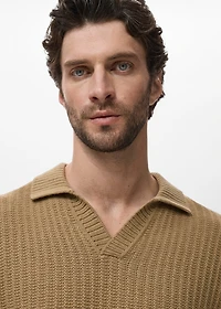 Knitted structured polo sweater