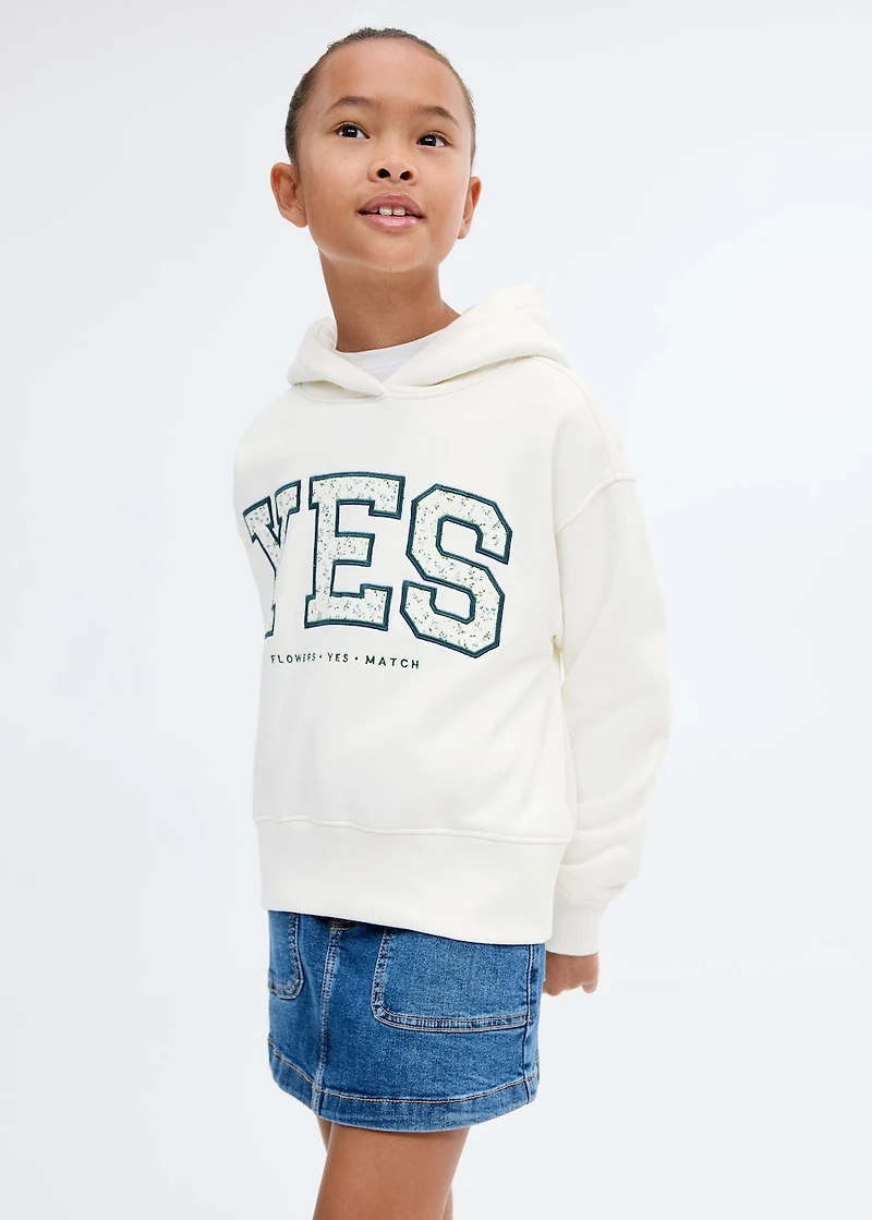 Embroidered sweatshirt with floral pattern