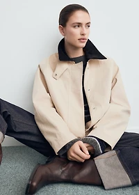 Cotton jacket with corduroy collar