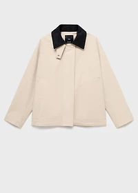 Cotton jacket with corduroy collar