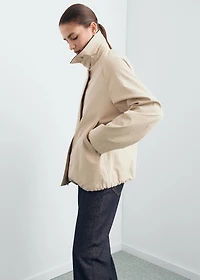 Cotton jacket with corduroy collar