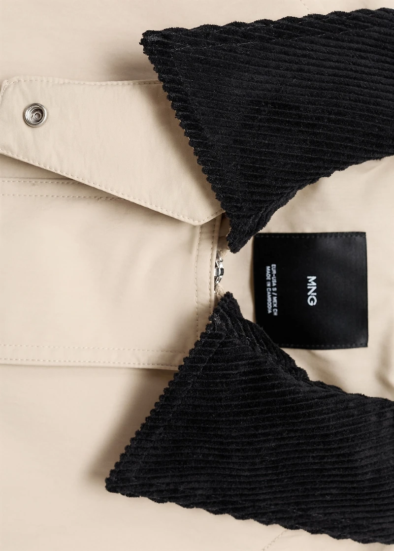 Cotton jacket with corduroy collar