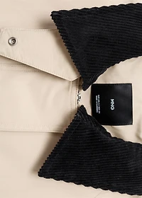 Cotton jacket with corduroy collar
