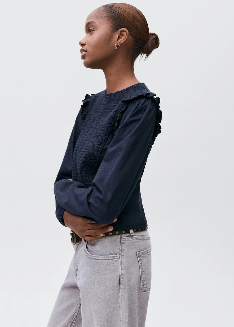 Ruffles ruched T-shirt