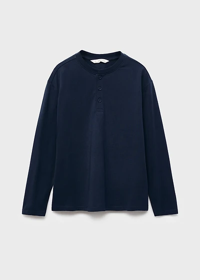 Buttoned cotton T-shirt