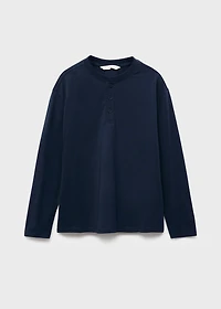 Buttoned cotton T-shirt