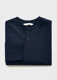 Buttoned cotton T-shirt