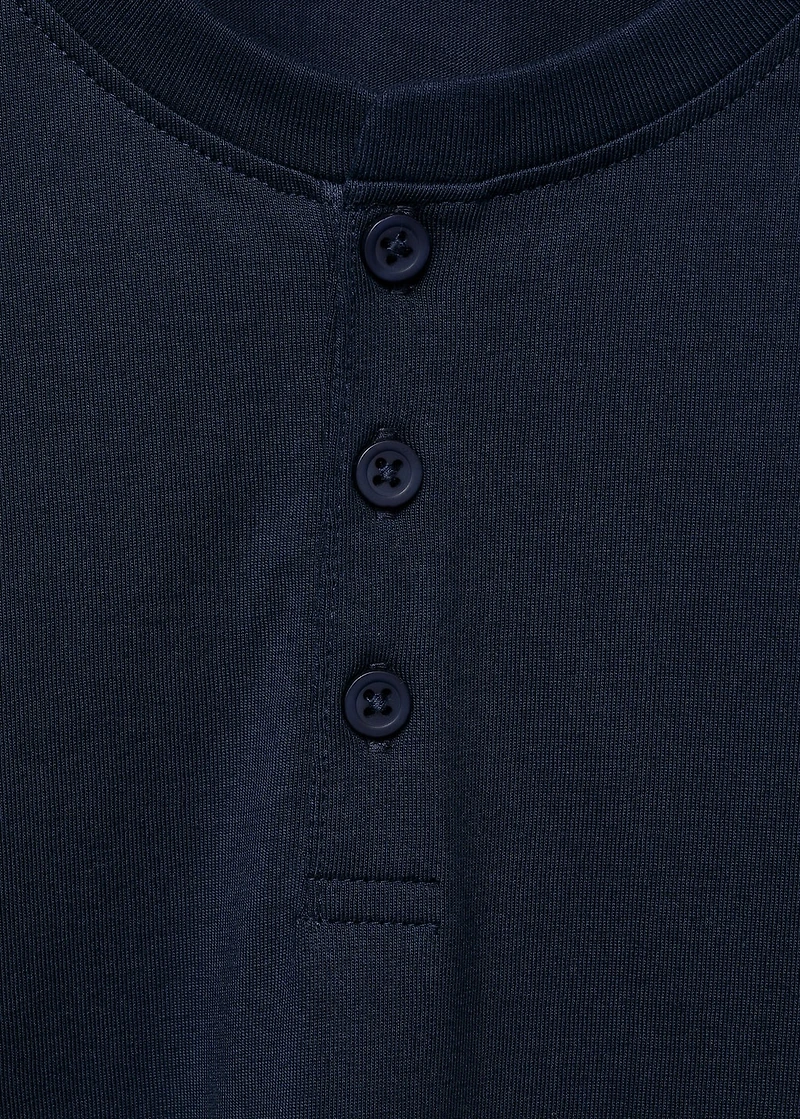 Buttoned cotton T-shirt