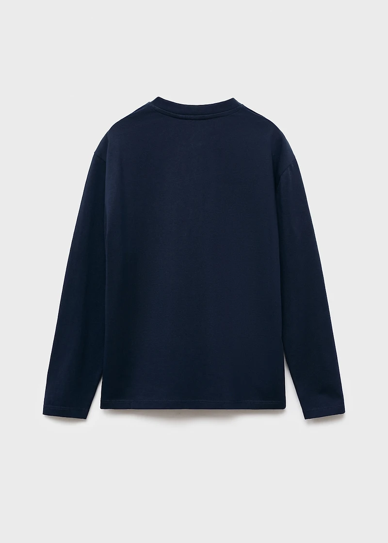 Buttoned cotton T-shirt