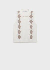 Argyle-pattern polo neck vest