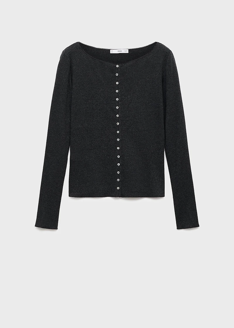 Boat neck cardigan with buttons