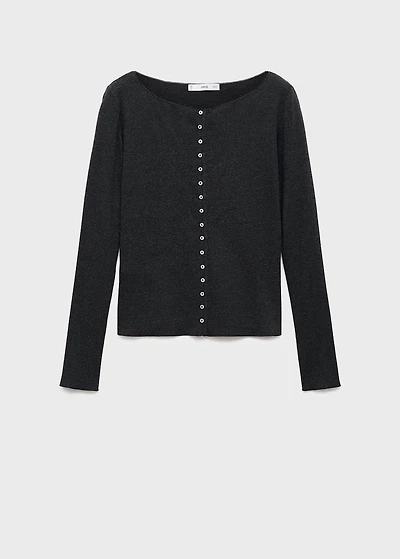 Boat neck cardigan with buttons