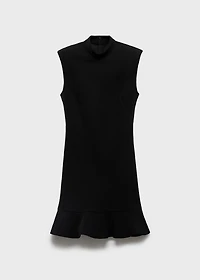 High-neck dress with ruffle