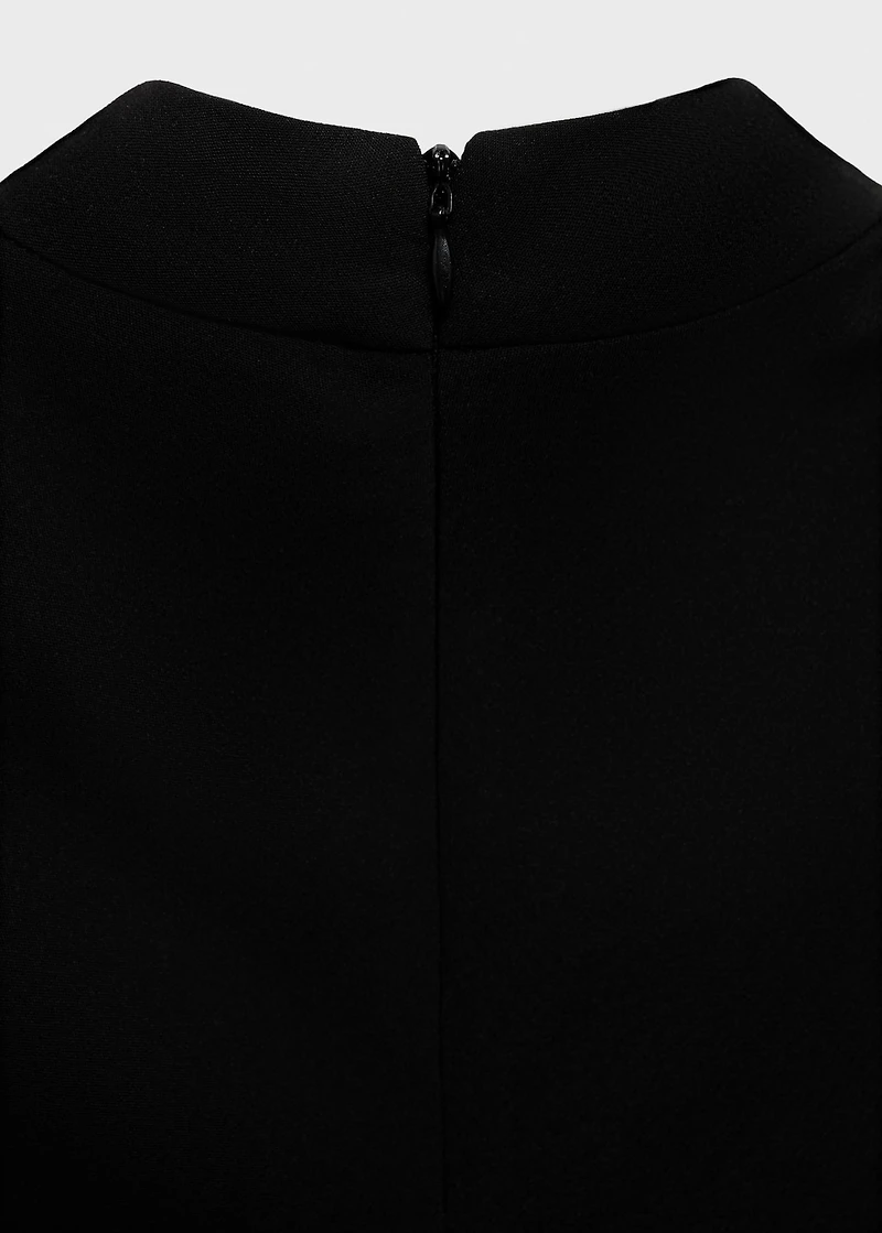 High-neck dress with ruffle