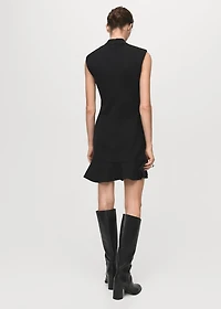 High-neck dress with ruffle