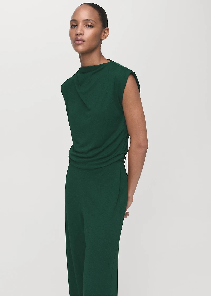 Straight-fit jumpsuit with draped neckline
