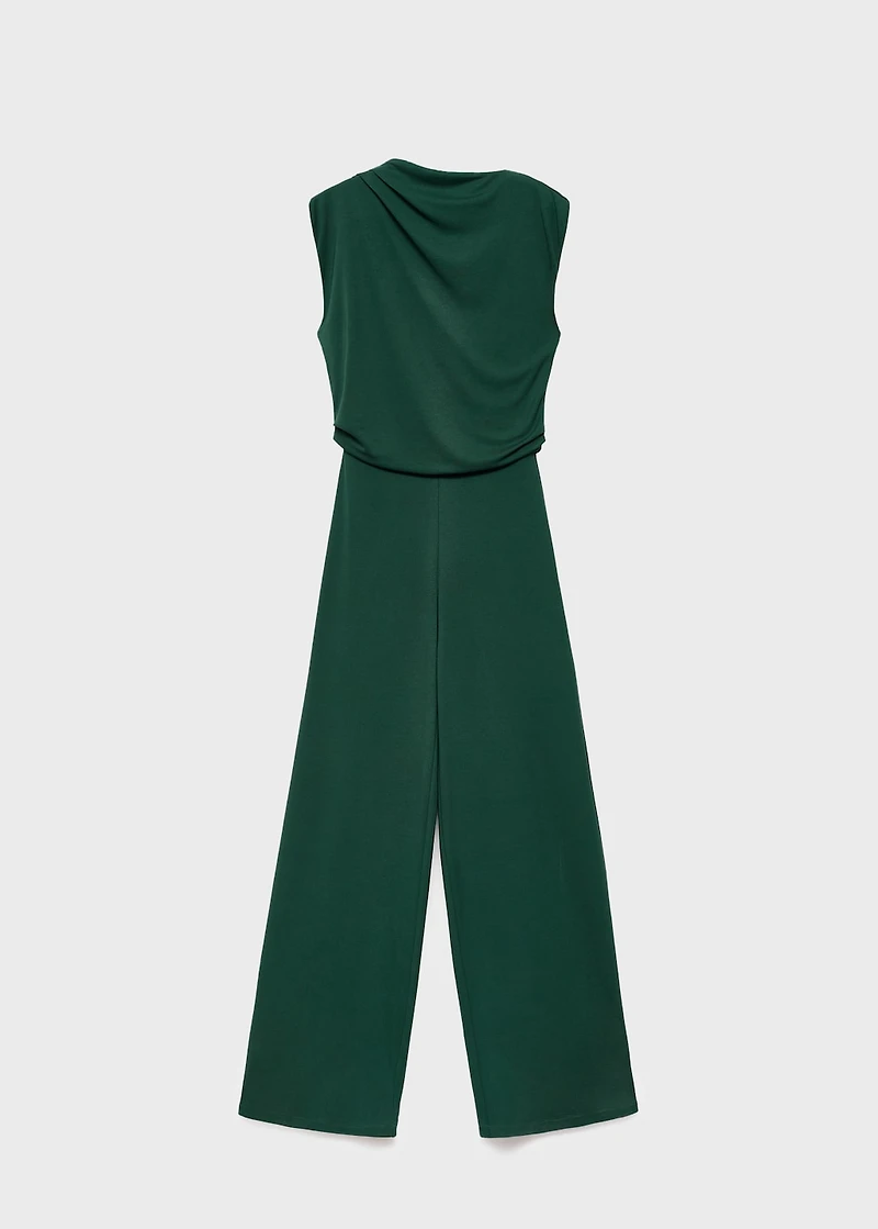Straight-fit jumpsuit with draped neckline