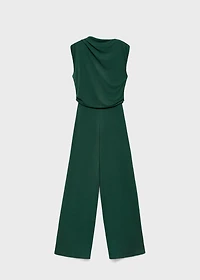 Straight-fit jumpsuit with draped neckline