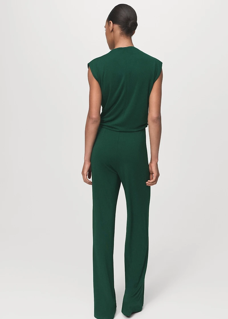 Straight-fit jumpsuit with draped neckline