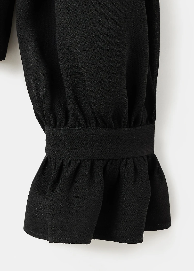 Ruffled blouse with scarf