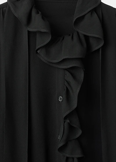 Ruffled blouse with scarf