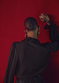 Ruffled blouse with scarf