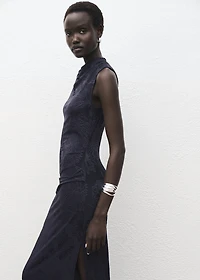 Embroidered dress with draped collar