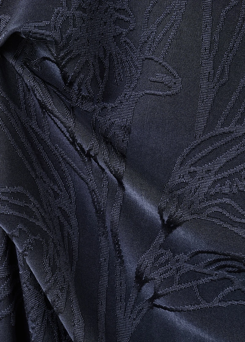 Embroidered dress with draped collar